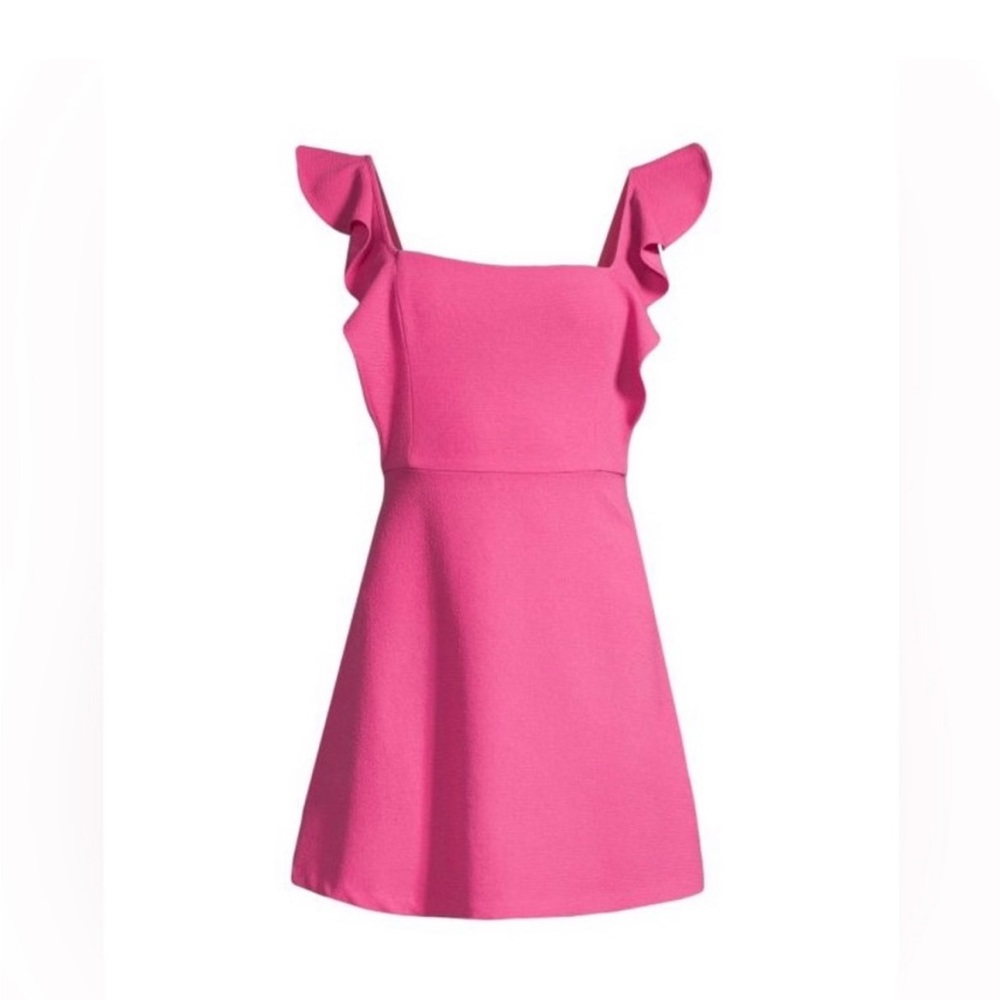 BCBG Generation Square Neckline Ruffle Sleeve Mini Dress Pink Size 4